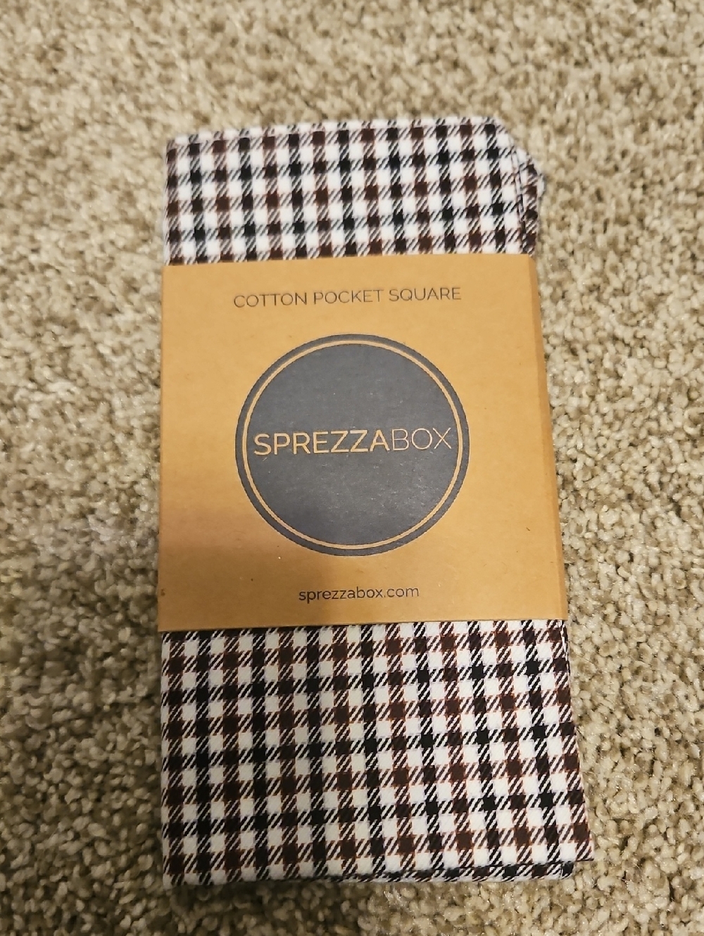 SprezzaBox Cotton Pocket Square - Plum And Navy Houndstooth NWT